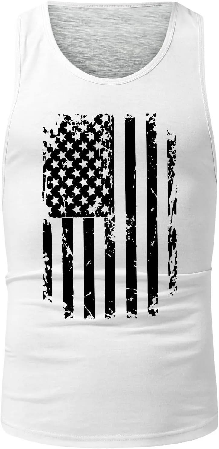 4th of July Graphic Tank Tops for Men American Flag Graphic Tees Summer Sleeveless Workout Athletic Muscle Cut Off Shirt Vest