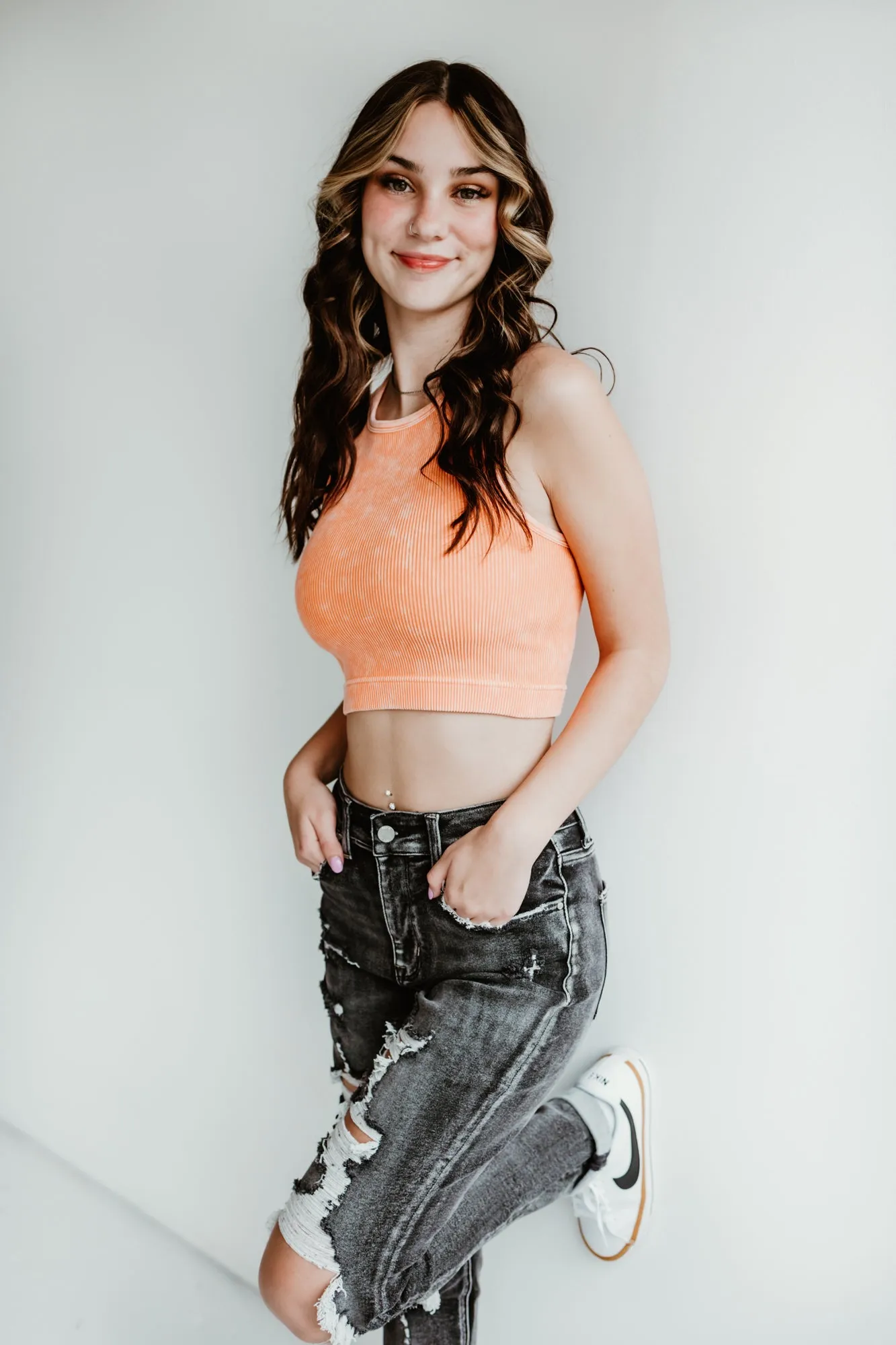 Black Distressed Mom Jeans