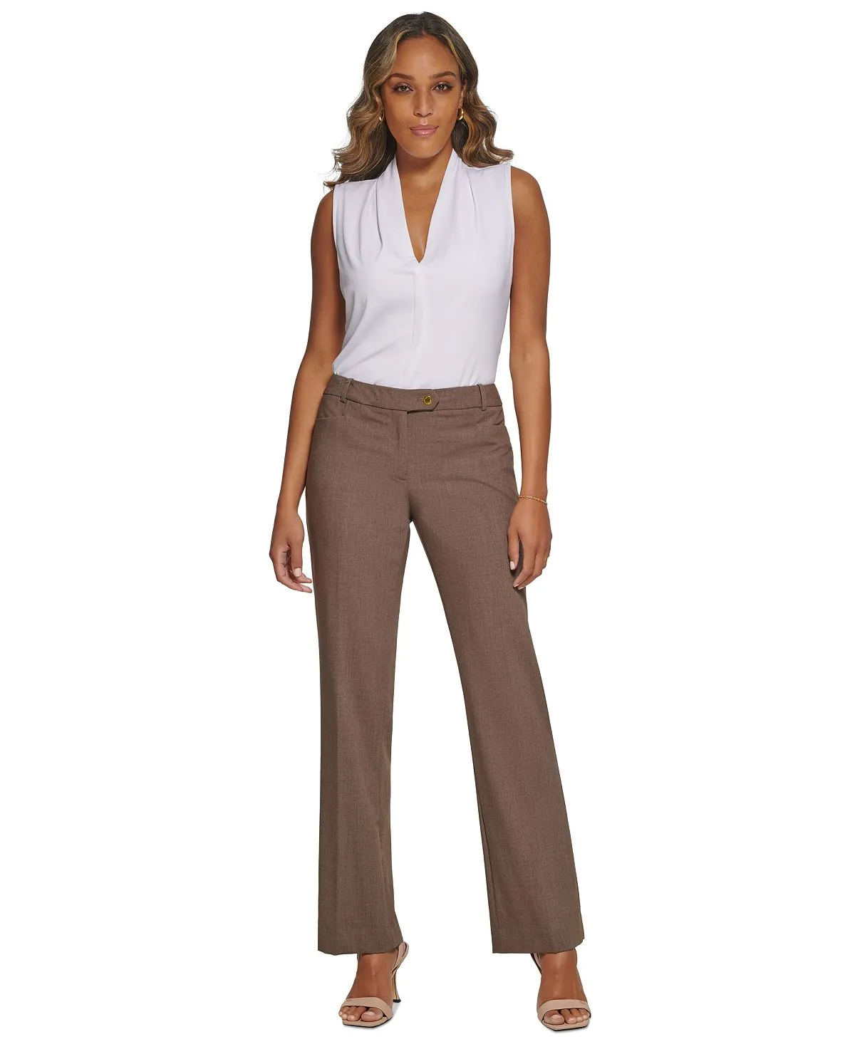 Calvin Klein Women's Modern Fit Pants, Regular and Petite, Black