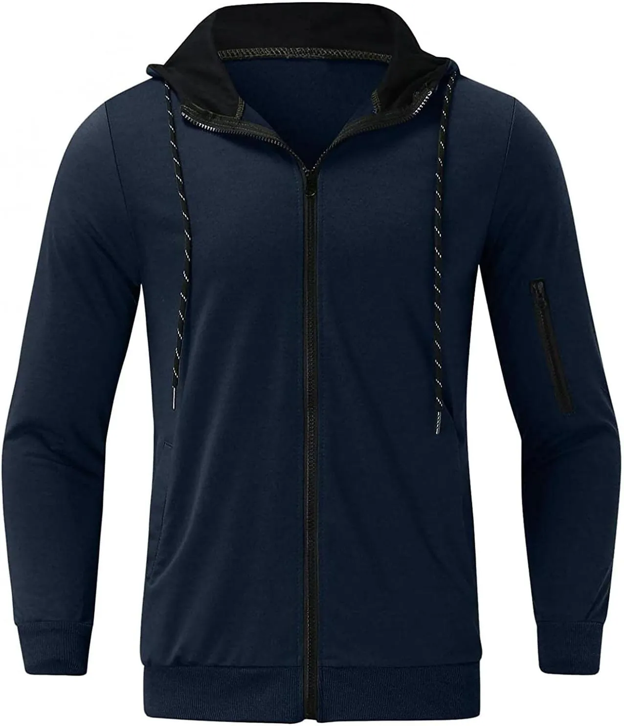 DuDubaby Hoodies for Men Casual Camouflage Sports Sweatshirt Long Sleeve Zipper Hooded Jacket Coat
