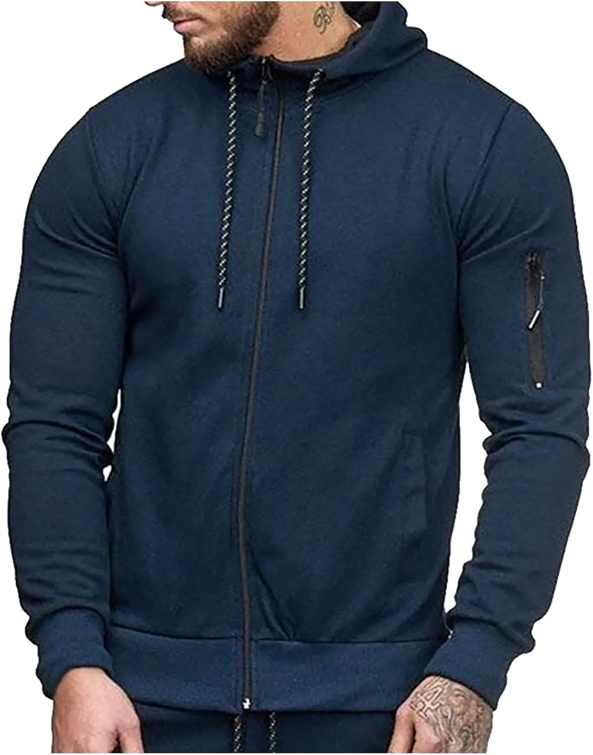 DuDubaby Hoodies for Men Casual Camouflage Sports Sweatshirt Long Sleeve Zipper Hooded Jacket Coat