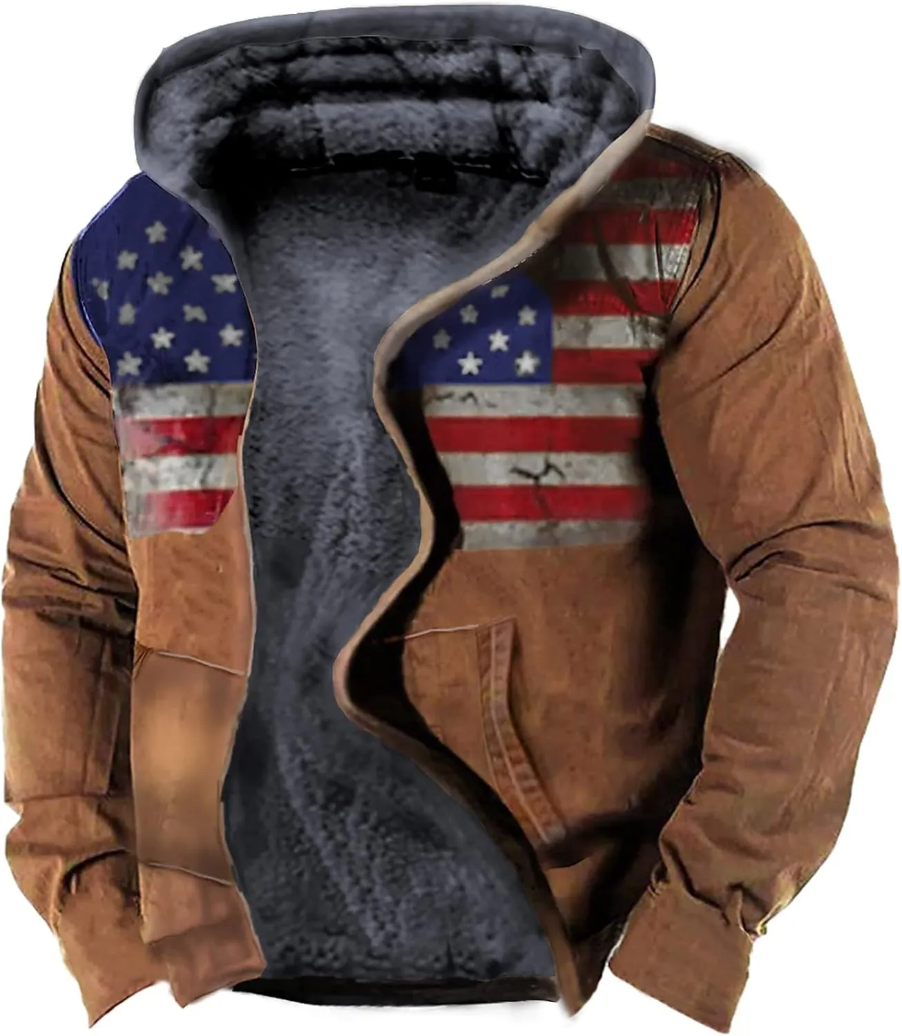 DuDubaby Men's Casual Camouflage Sports Sweatshirt Long Sleeve Zipper Hooded Jacket Coat