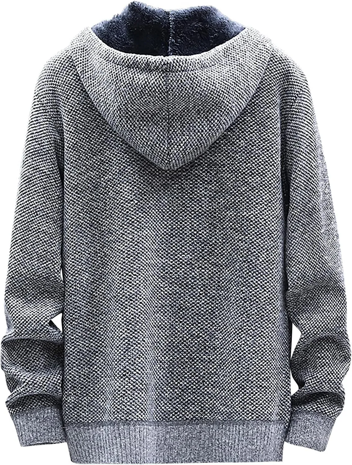 DuDubaby Men's Fall and Winter Casual Sweater Jacket Warm Knit Sweater Hooded Hoodie