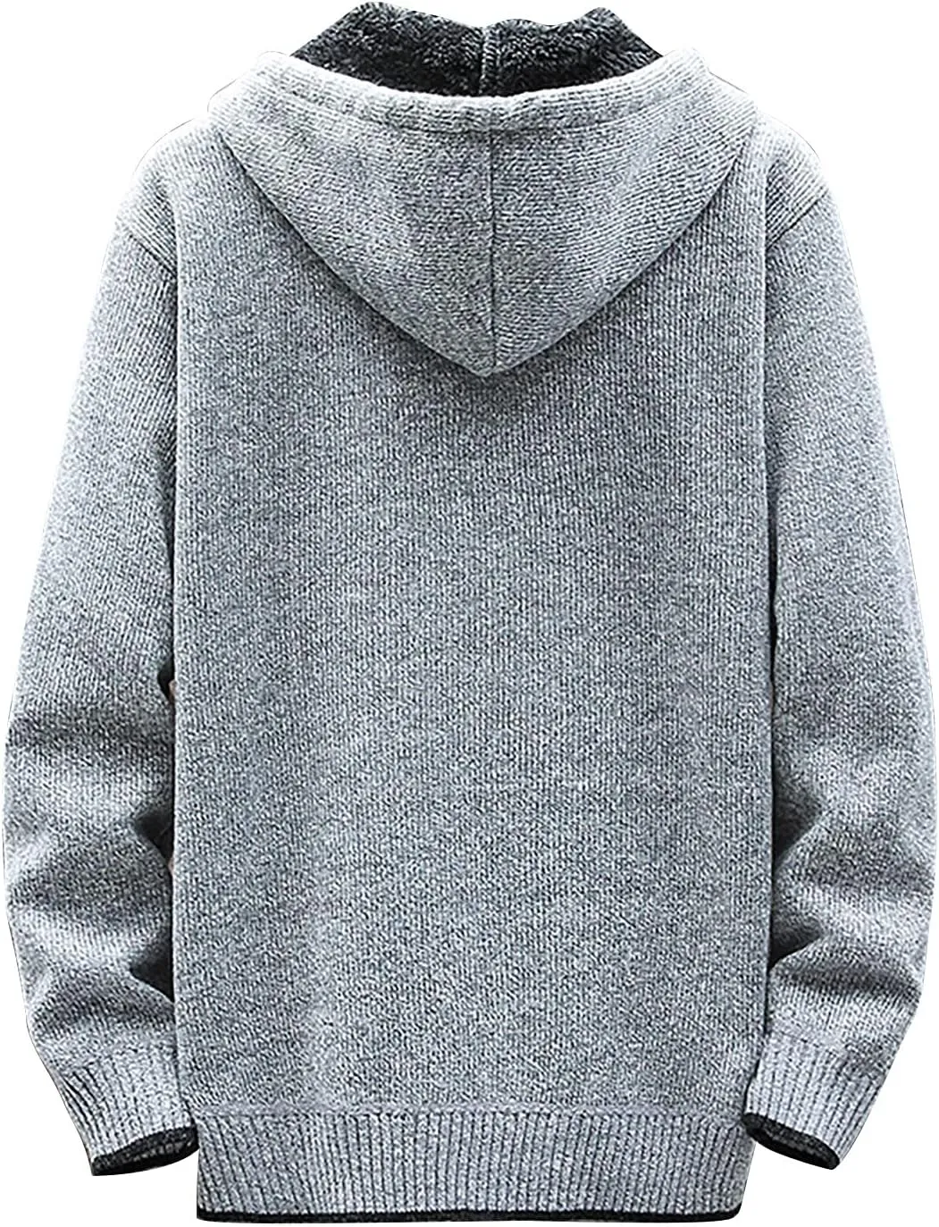DuDubaby Men's Fall and Winter Casual Sweater Jacket Warm Knit Sweater Hooded Hoodie