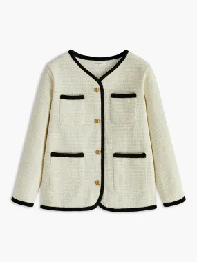 Elegant Contrast Binding Pockets Blazer