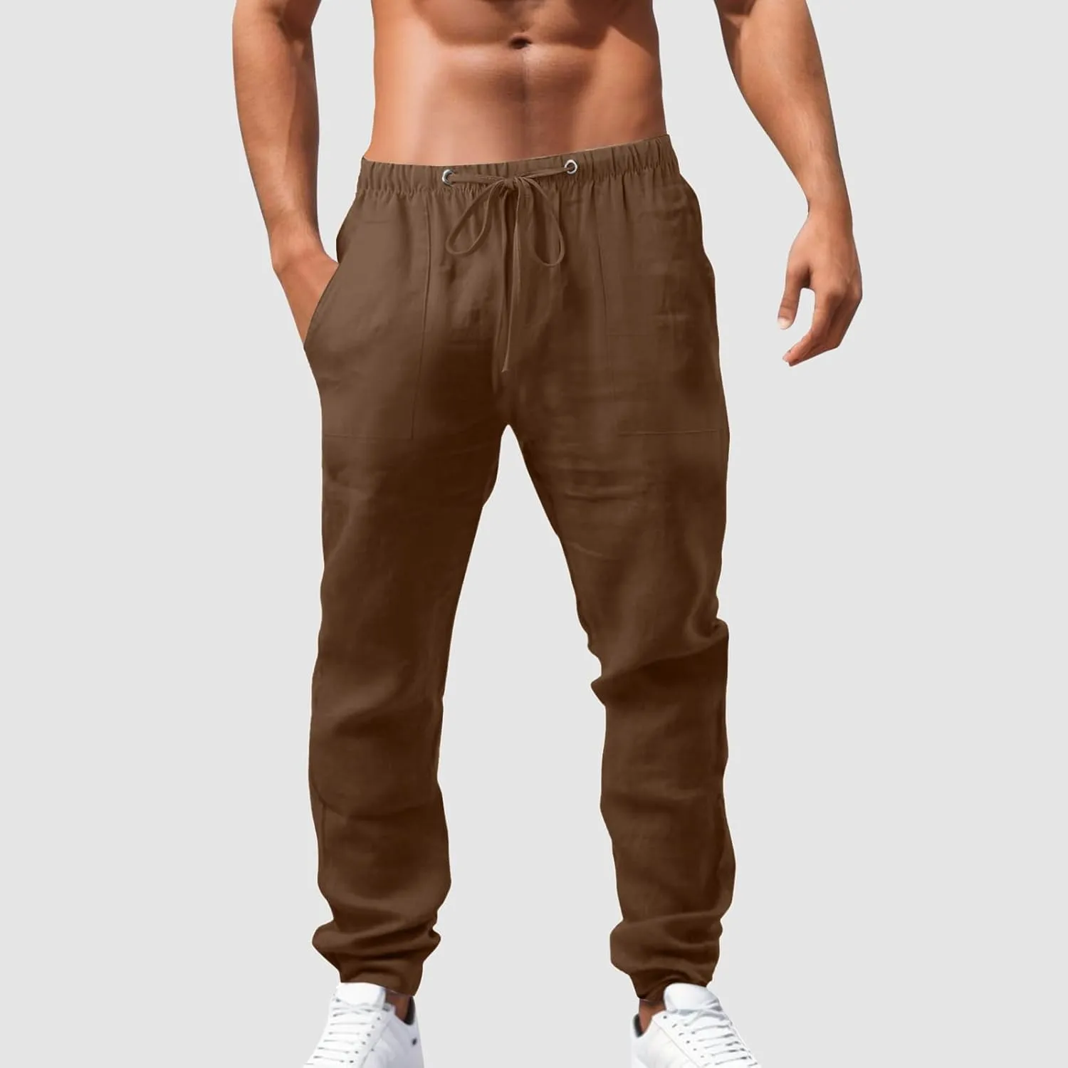 FZVYD Korean Pants Mens Joggers Cargo Pants Fashion Casual Sweatpants Work Pants Drawstring Loose Trousers with Pockets