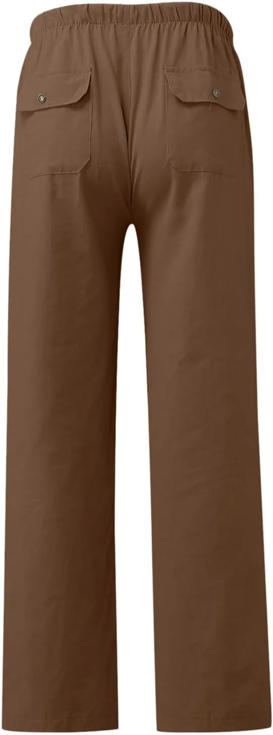FZVYD Korean Pants Mens Joggers Cargo Pants Fashion Casual Sweatpants Work Pants Drawstring Loose Trousers with Pockets