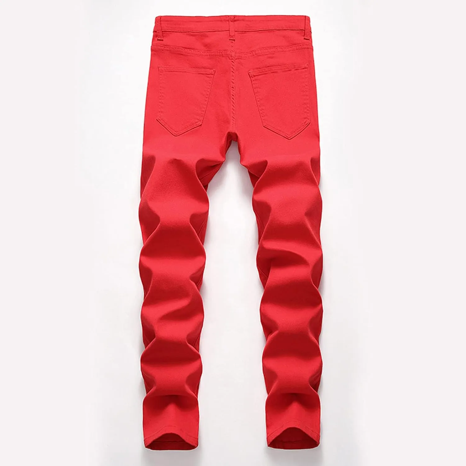 Jeans for Men Stretch Fit Slim Destroyed Distressed Taper Zipper Pants with Holes Distressed Tapered Jeans 2025