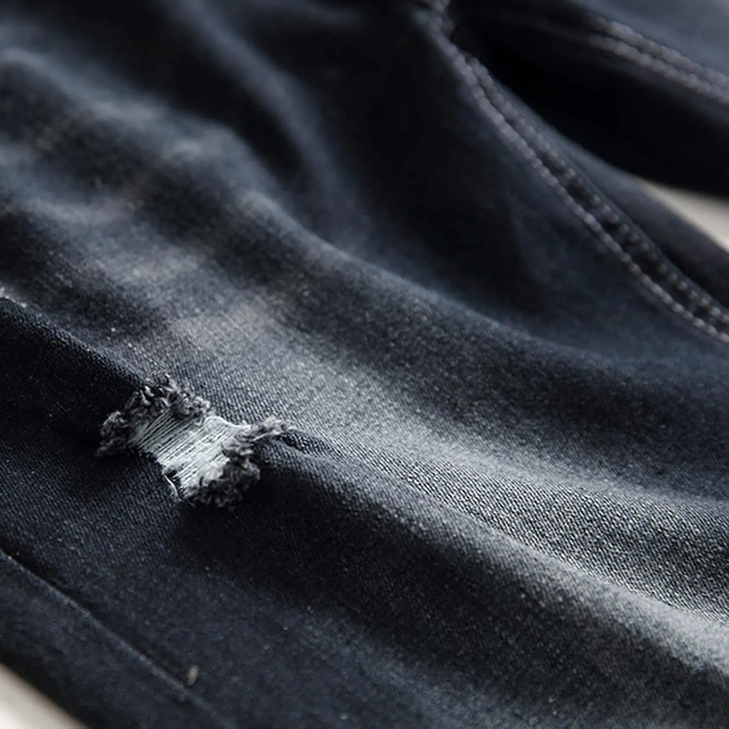 Jeans for Men Stretch Fit Slim Destroyed Distressed Taper Zipper Pants with Holes Distressed Tapered Jeans 2025