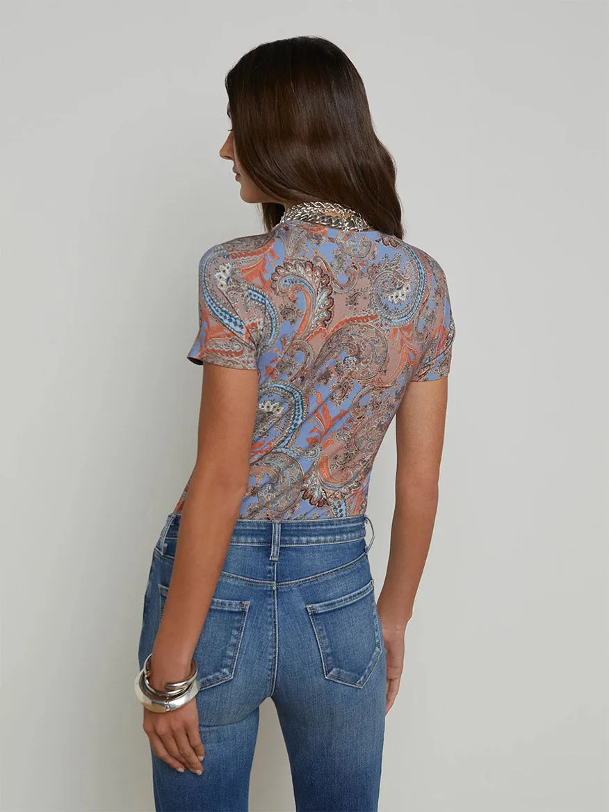 L'Agence Ressi Fitted Tee in Periwinkle Multi French Paisley
