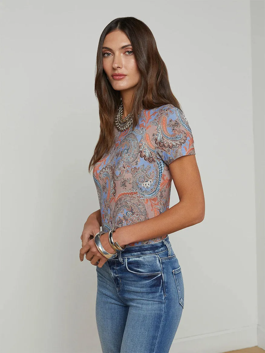 L'Agence Ressi Fitted Tee in Periwinkle Multi French Paisley