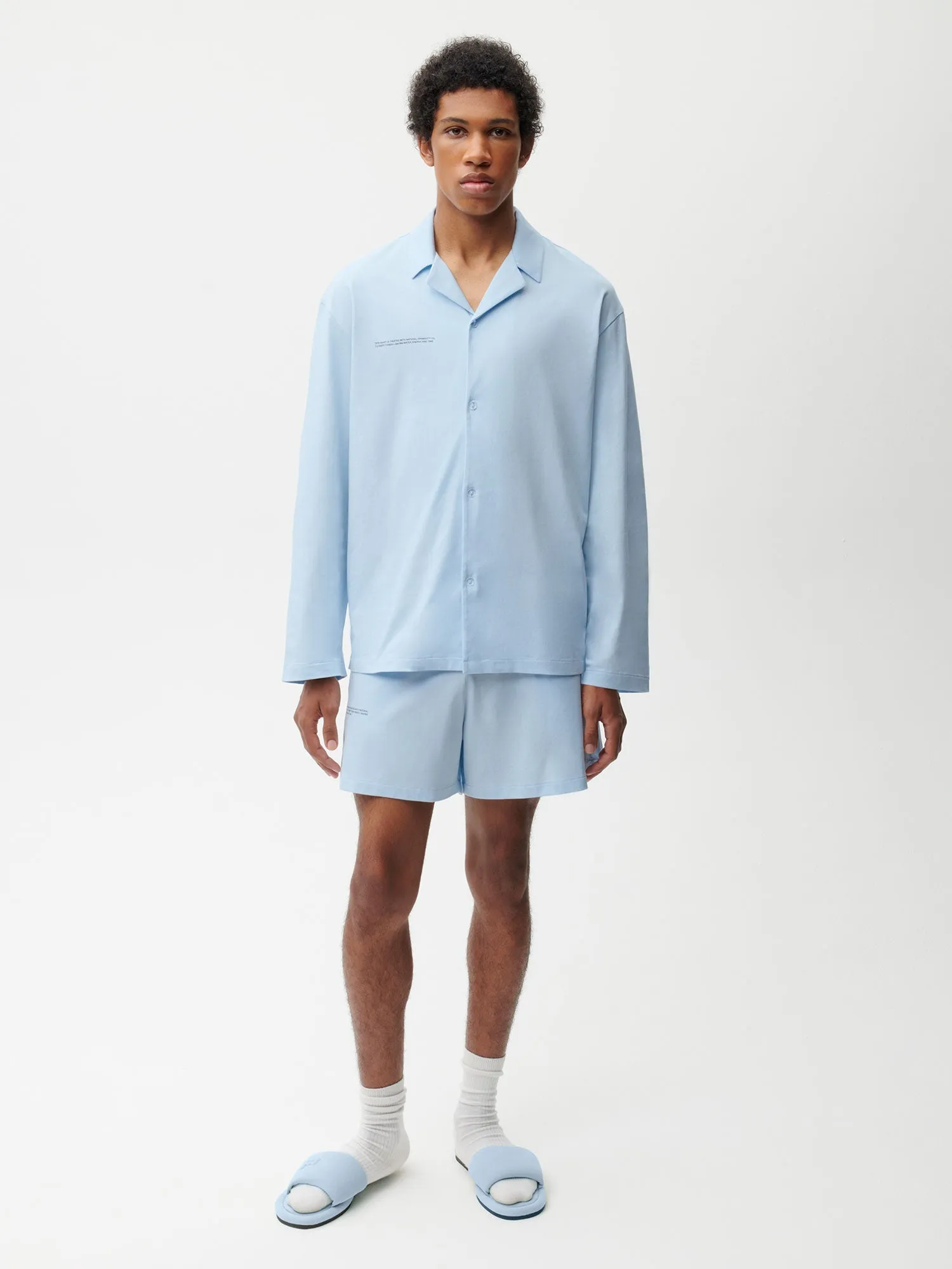 Mens Archive Cotton Pajama Loose Shorts—moonstone blue