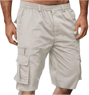Mens Casual Cargo Shorts Solid Color Loose Short Pant Classic Fit Pants Hiking Fishing Summer Workout Shorts Mens Running Shorts Loose and Light