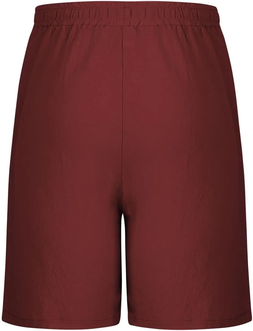 Mens Cotton Linen Shorts Casual Loose Beach Shorts Soft Comfy Lounge Shorts Lightweight Breathable Short Pants