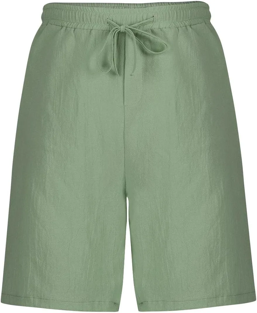 Mens Cotton Linen Shorts Casual Loose Beach Shorts Soft Comfy Lounge Shorts Lightweight Breathable Short Pants
