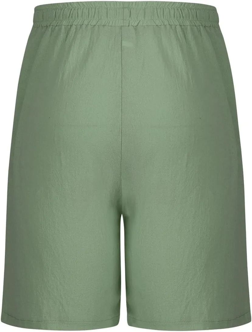 Mens Cotton Linen Shorts Casual Loose Beach Shorts Soft Comfy Lounge Shorts Lightweight Breathable Short Pants