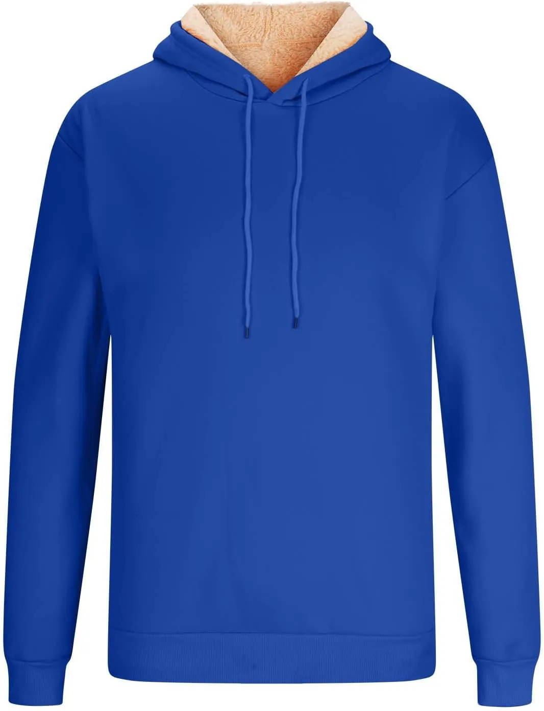 Mens Fleece Hoodie Casual Sherpa Pullover Drawstring Thick Warm Heavy Weight Hooded Sweatshirt Winter Clothes