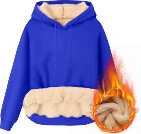 Mens Fleece Hoodie Casual Sherpa Pullover Drawstring Thick Warm Heavy Weight Hooded Sweatshirt Winter Clothes