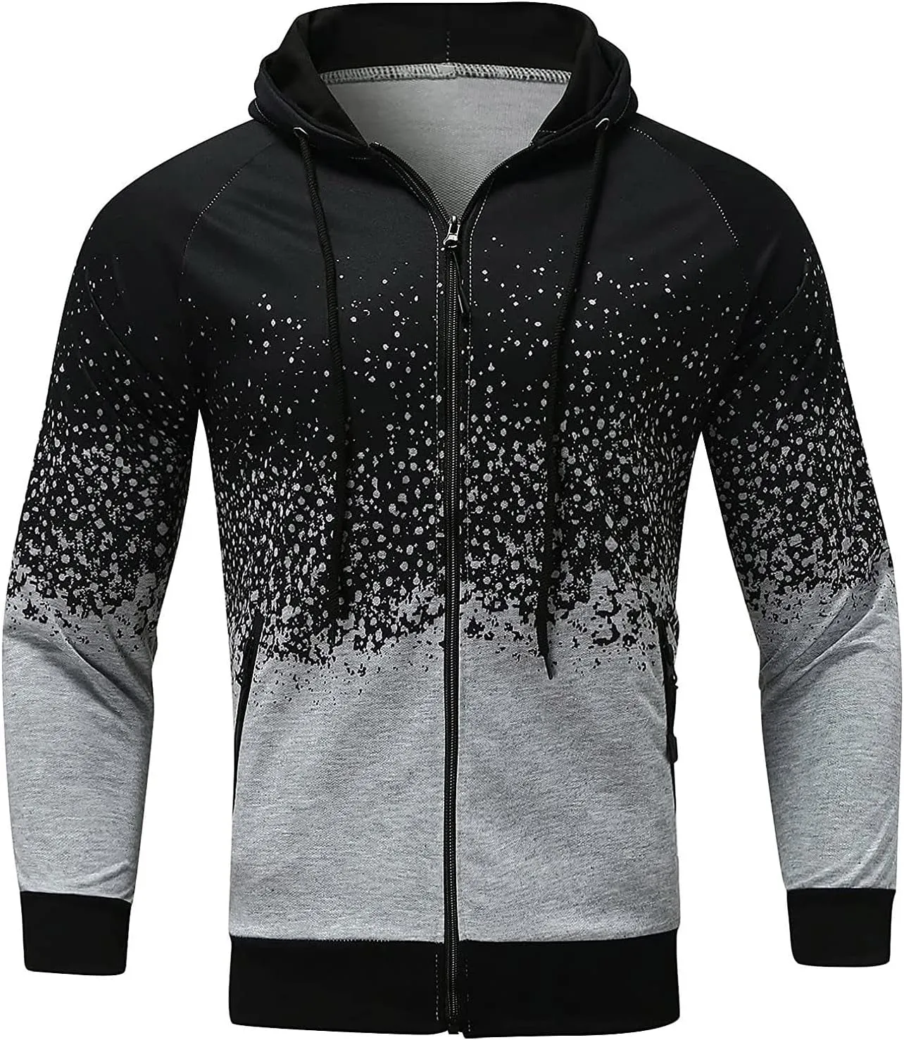 Men's Full Zip Hoodies Casual Camouflage Sports Sweatshirt Long Sleeve Zipper Hooded Jacket Coat