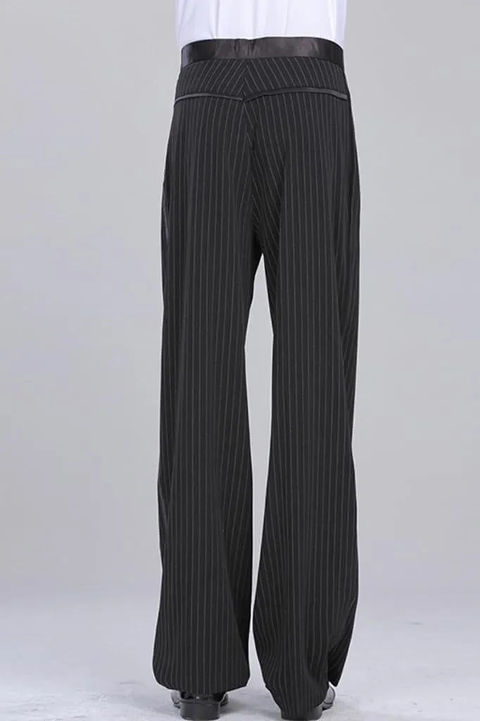 Men's Pinstripe Straight Latin Dance Pant - Professional Dance Trousers for Jazz, Rumba, Tango