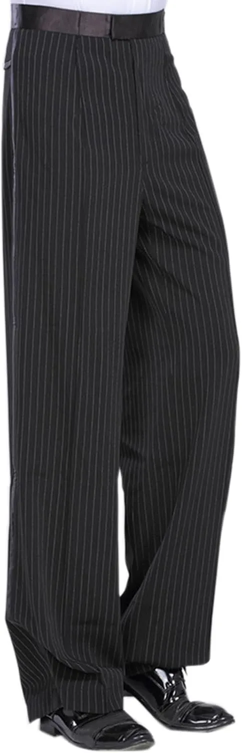 Men's Pinstripe Straight Latin Dance Pant - Professional Dance Trousers for Jazz, Rumba, Tango