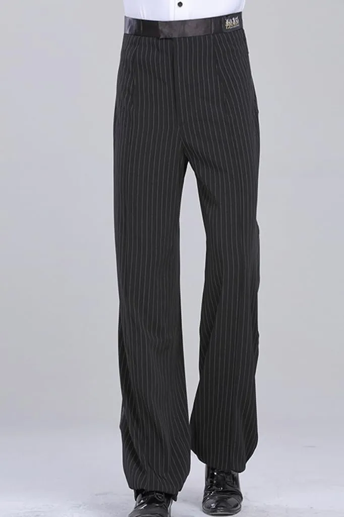 Men's Pinstripe Straight Latin Dance Pant - Professional Dance Trousers for Jazz, Rumba, Tango