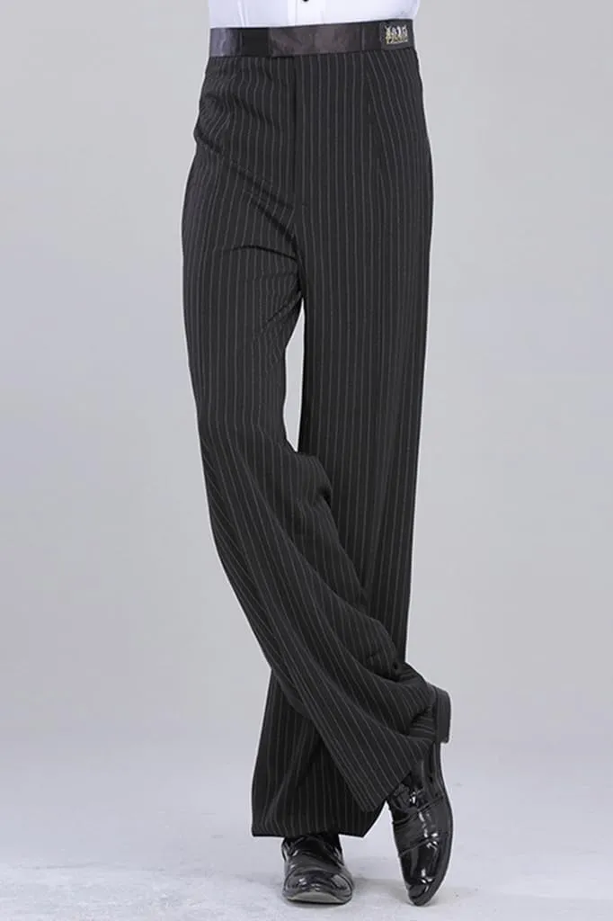 Men's Pinstripe Straight Latin Dance Pant - Professional Dance Trousers for Jazz, Rumba, Tango