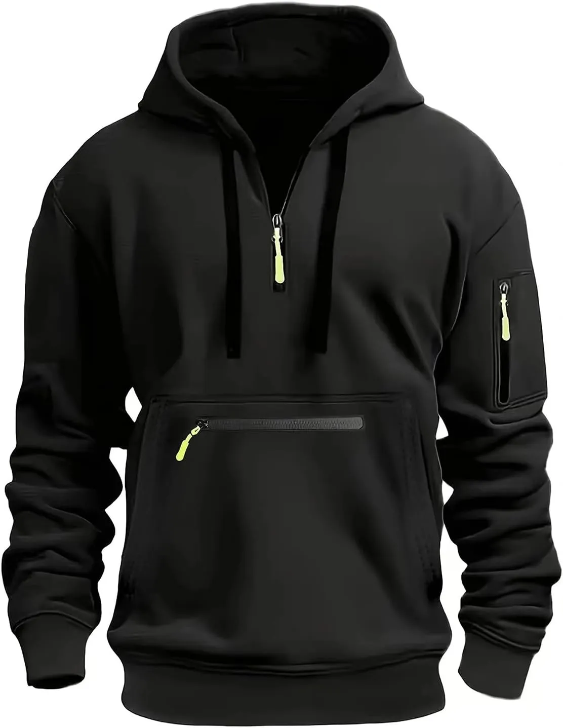 Men's Pullover Sweatshirts Hoodie Waterproof Zipper Sports Casual Sweater with Pocket Autumn Winter