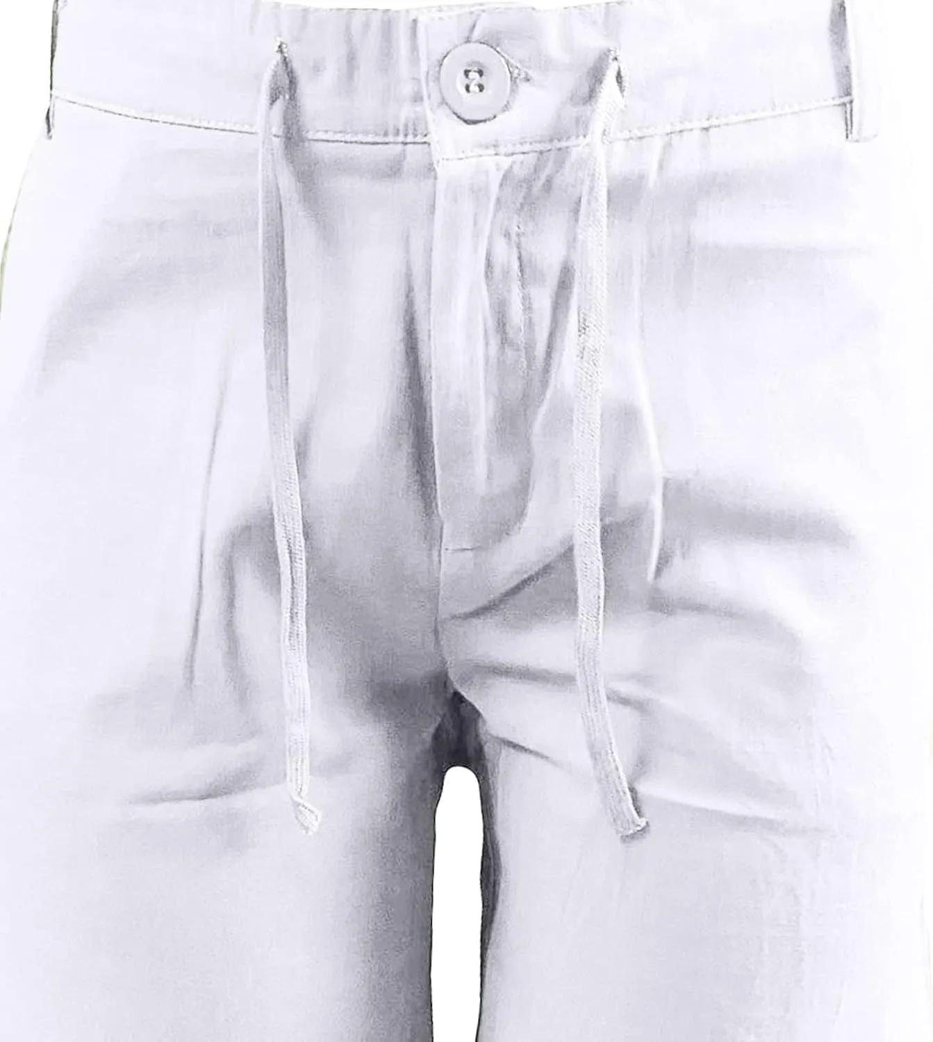 Mens Summer Linen Shorts Plus Size Drawstring Waistband Casual Shorts Loose Breathable Beach Outdoor Lounge Shorts
