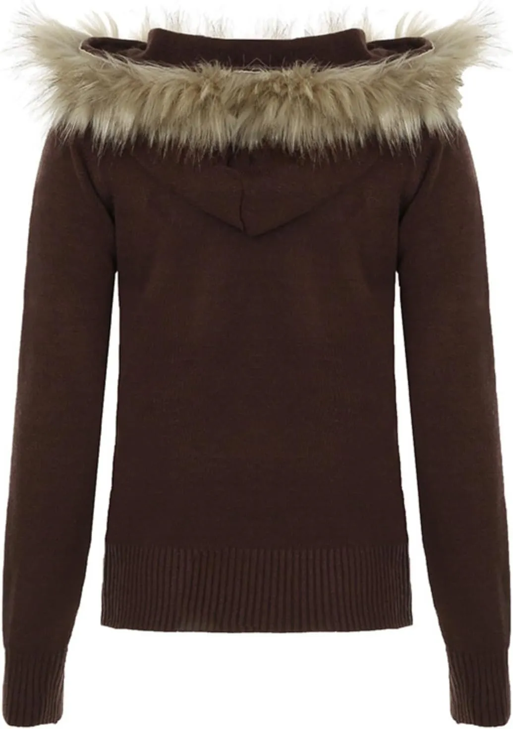 Monkay Zipper Cardigan Sweaters for Women, Long Sleeve Cable Knit Crop Tops Jackets with Fur Hooded Trim, Retro Y2k Chic