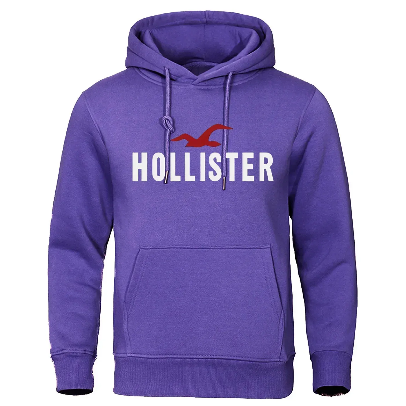 New trendy autumn and winter Hollister printed casual men's round neck hooded sweatshirt with pullover and hip-hop hoodie