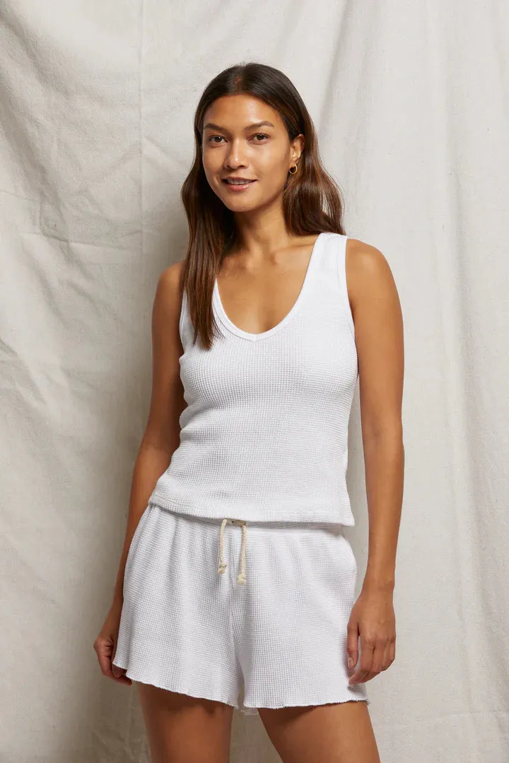 Perfect White Tee - Romy Waffle Shorts