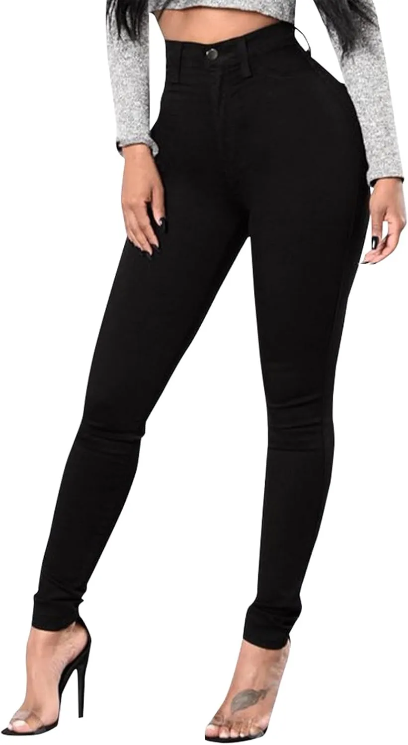 Skinny Jeans for Women High Waist Stretchy Tummy Control Jeggings Soft Slim Fit Dneim Leggings with Pockets