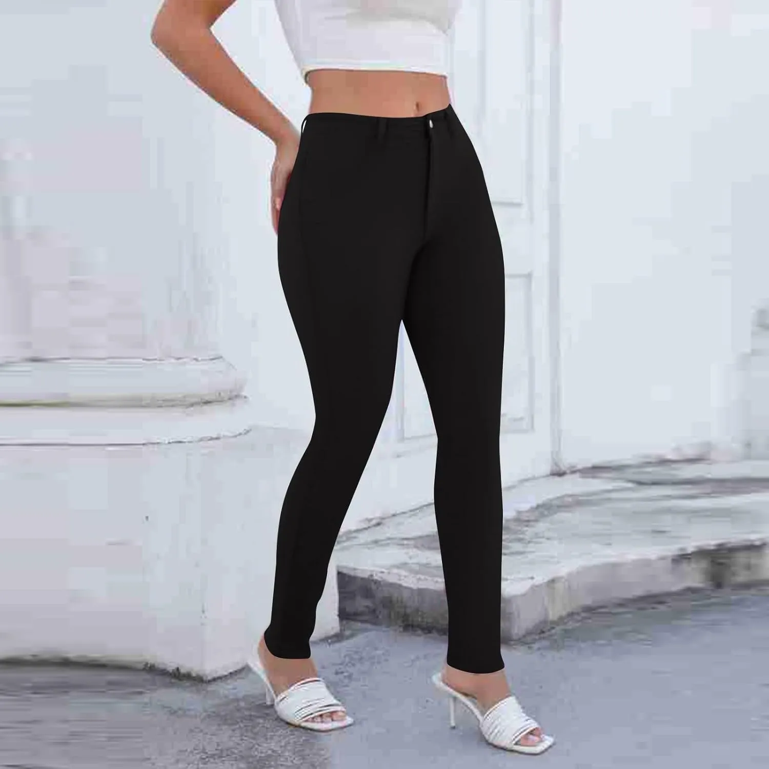 Skinny Jeans for Women High Waist Stretchy Tummy Control Jeggings Soft Slim Fit Dneim Leggings with Pockets