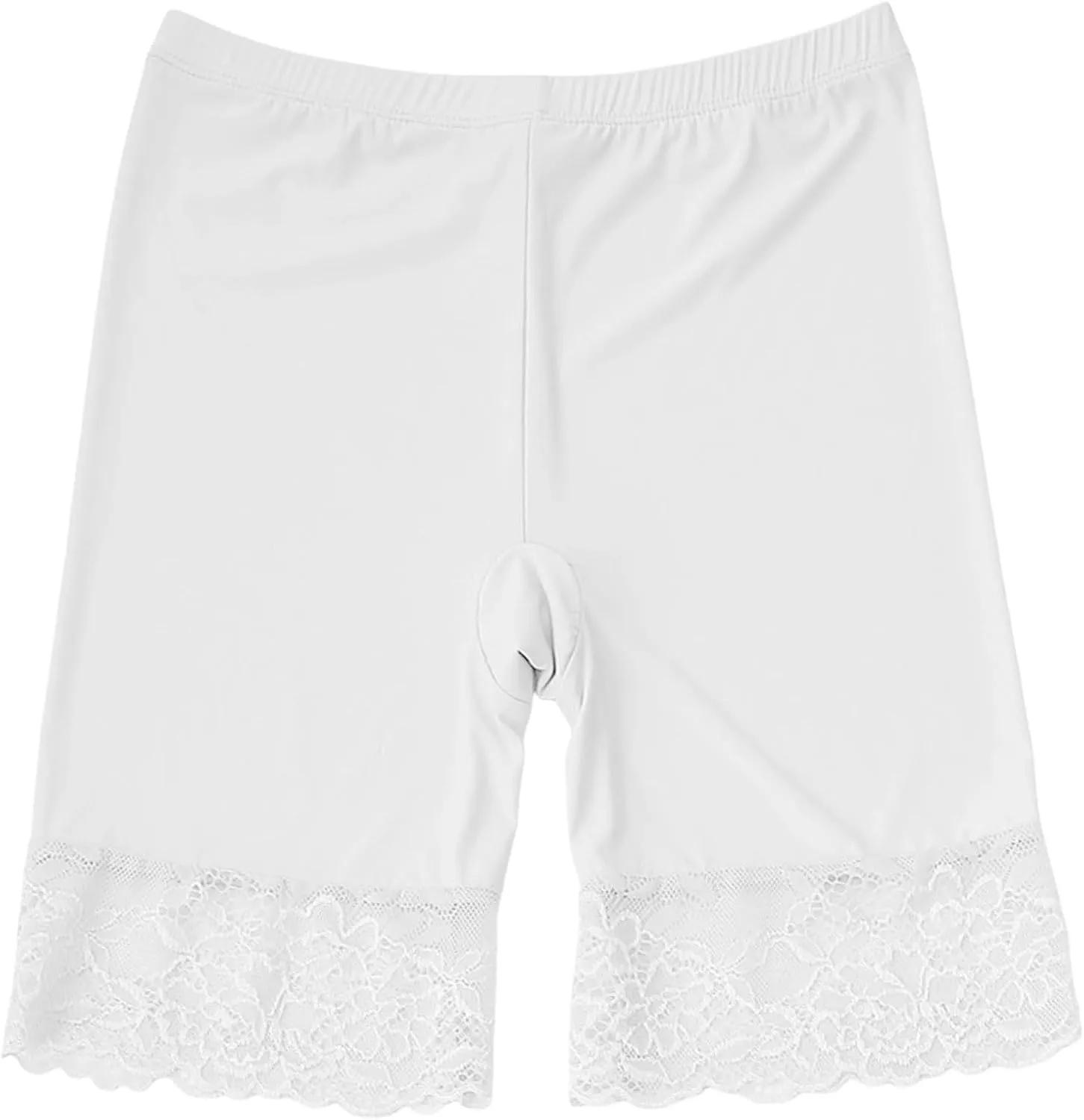 Slim Fit Shorts Women Stretch Smooth Lace Trim Workout Yoga Shorts Under Dresses Comfortable Workout Biker Shorts