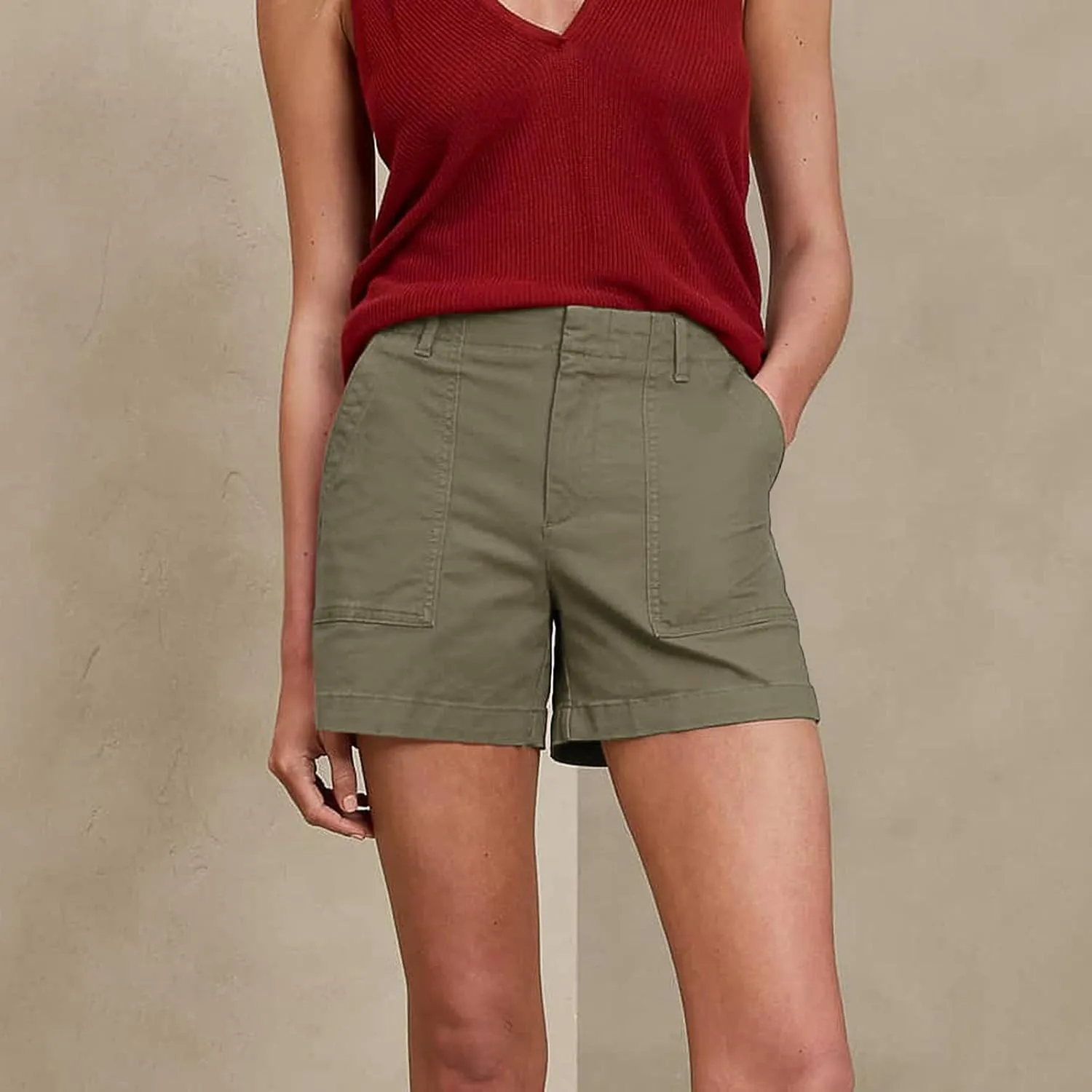Summer Cargo Shorts Women Casual Loose Fit High Waisted Shorts Stretchy Lounge Shorts with Pockets Cozy Hiking Shorts
