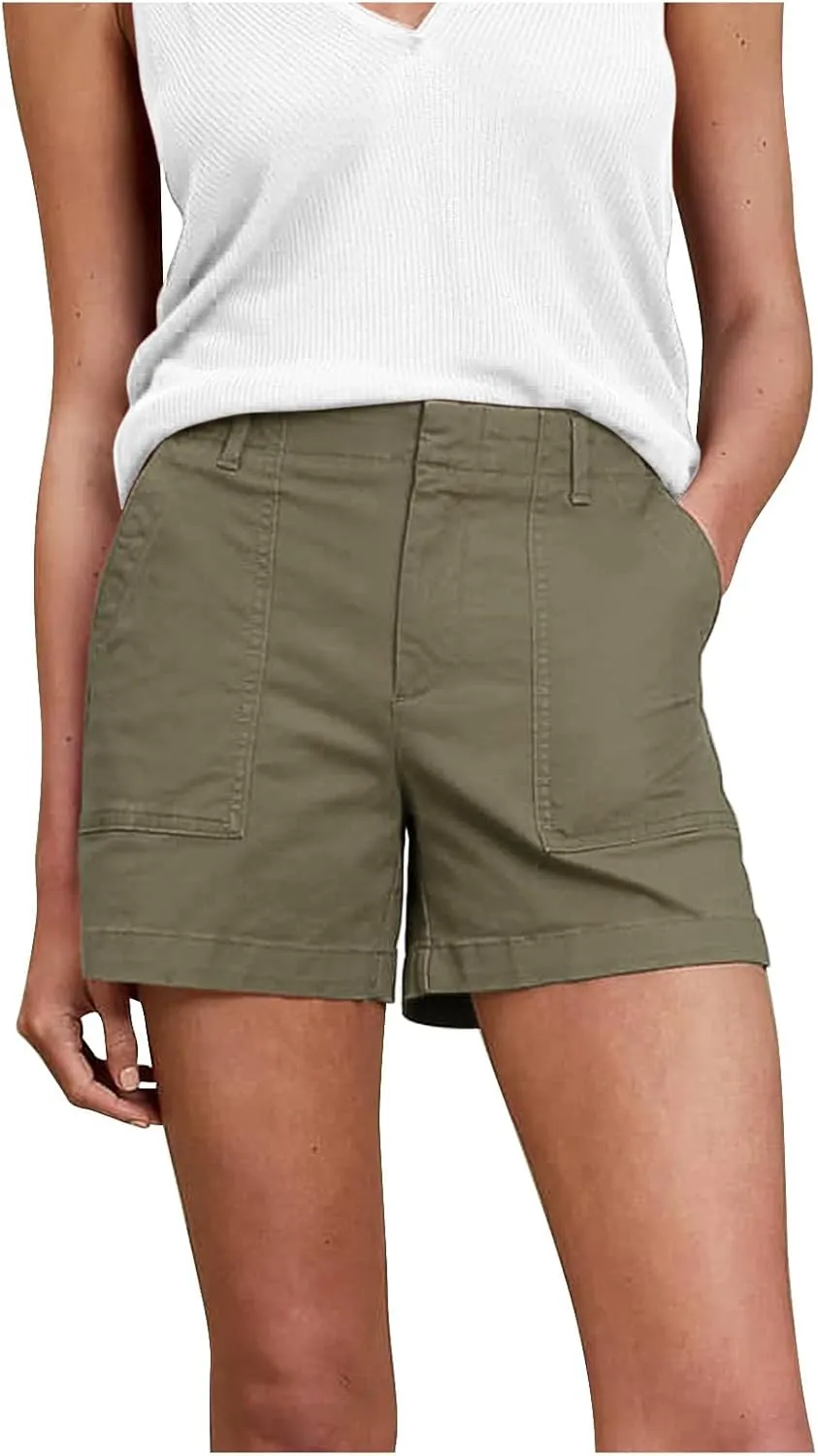 Summer Cargo Shorts Women Casual Loose Fit High Waisted Shorts Stretchy Lounge Shorts with Pockets Cozy Hiking Shorts