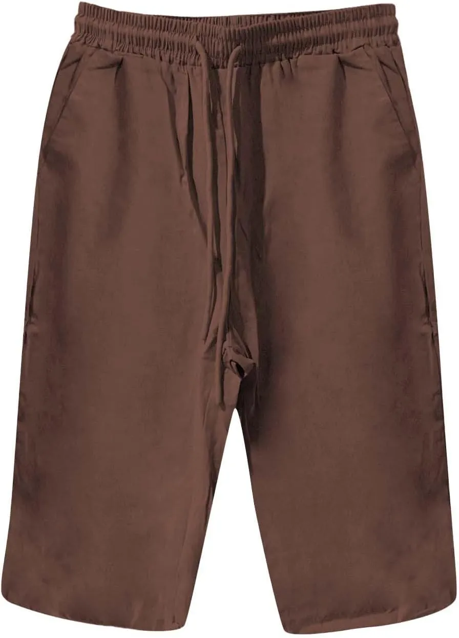 Summer Shorts for Women Elastic Waist Knee Length Bermuda Shorts Casual Loose Loose Comfy Capris Hiking Pants