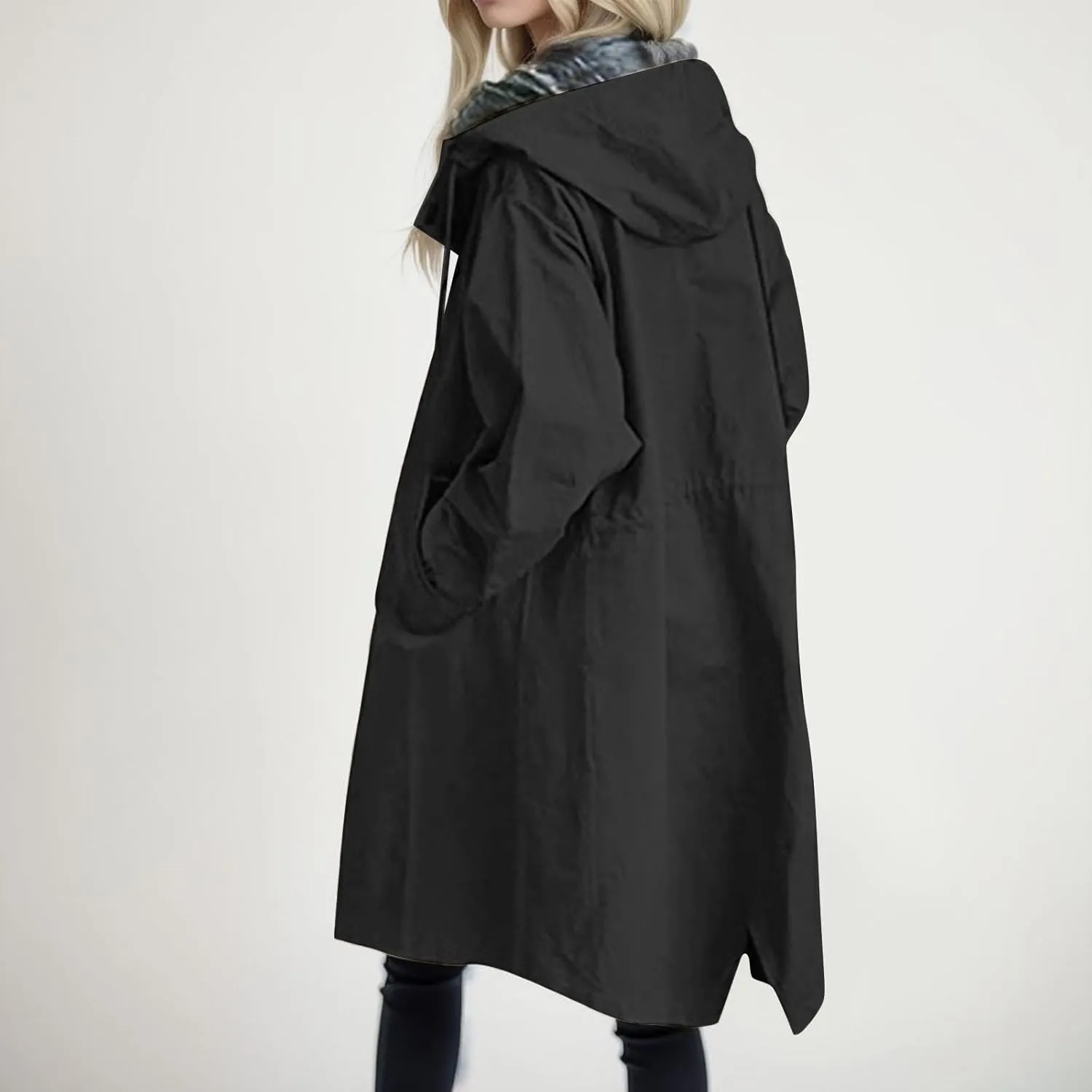 Trench Coat for Women 2024 Jackets Loose Rain Jacket Oversized Trench Coats with Hood Elegant Windbreaker Outwear