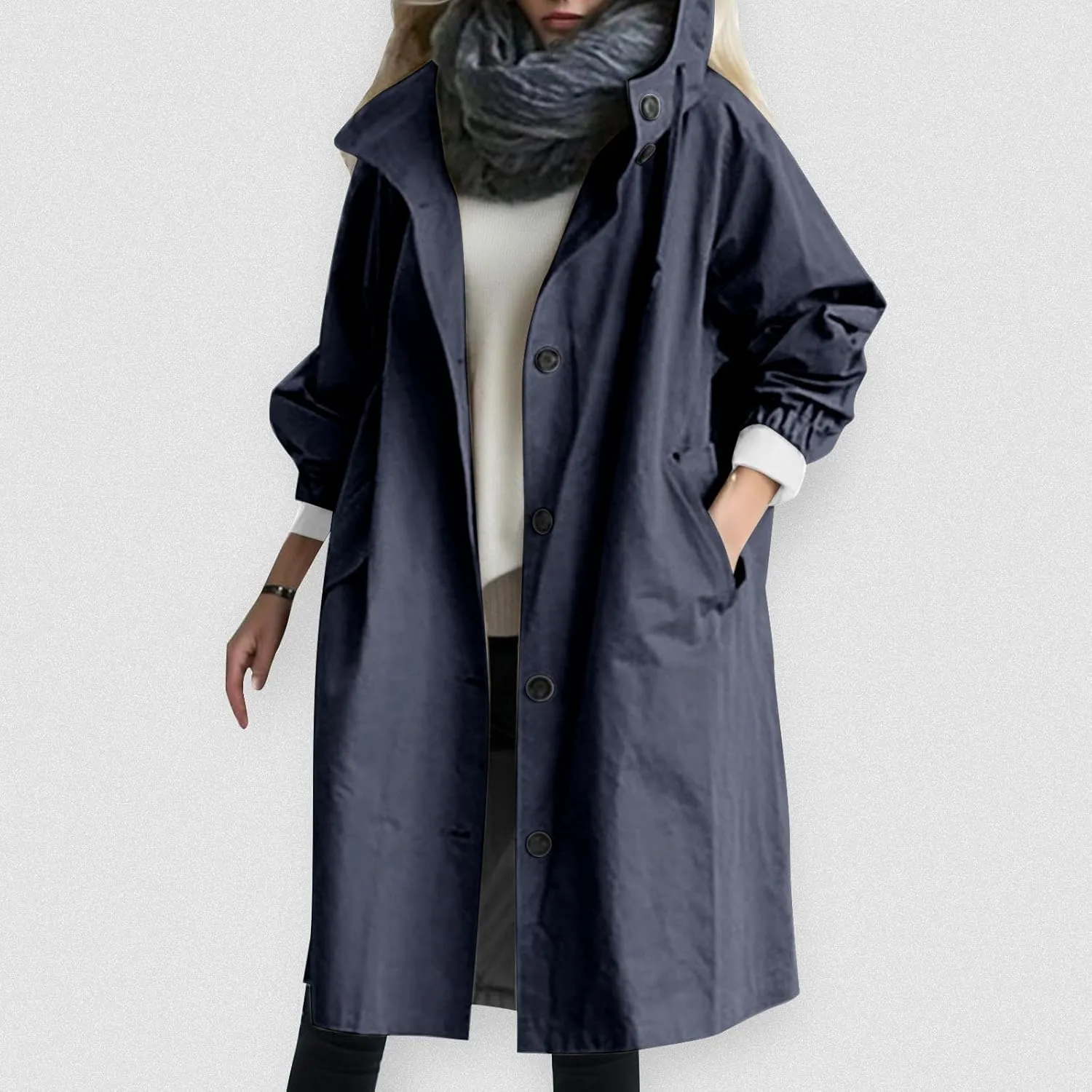 Trench Coat for Women 2024 Jackets Loose Rain Jacket Oversized Trench Coats with Hood Elegant Windbreaker Outwear
