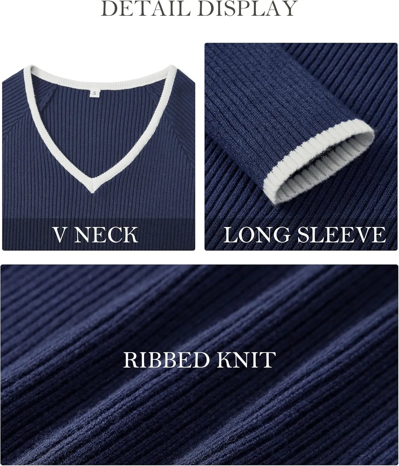 Women's 2024 V Neck Sweaters Fashion Fitted Long Sleeve Ribbed Knitted Pullover Trendy Business Work Tops