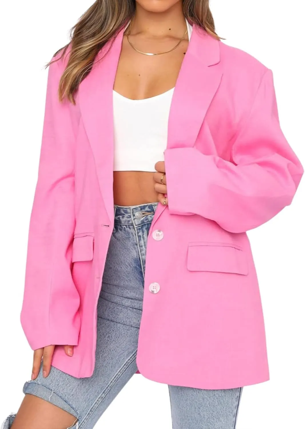 Women's Business Blazer Jacket Open Front Long Sleeve Lapel Collar Work Office Jacket Professional Suit Jackets