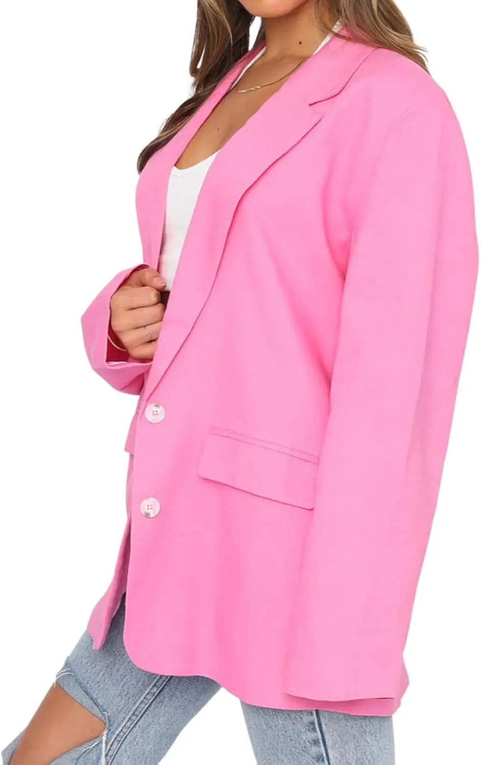 Women's Business Blazer Jacket Open Front Long Sleeve Lapel Collar Work Office Jacket Professional Suit Jackets