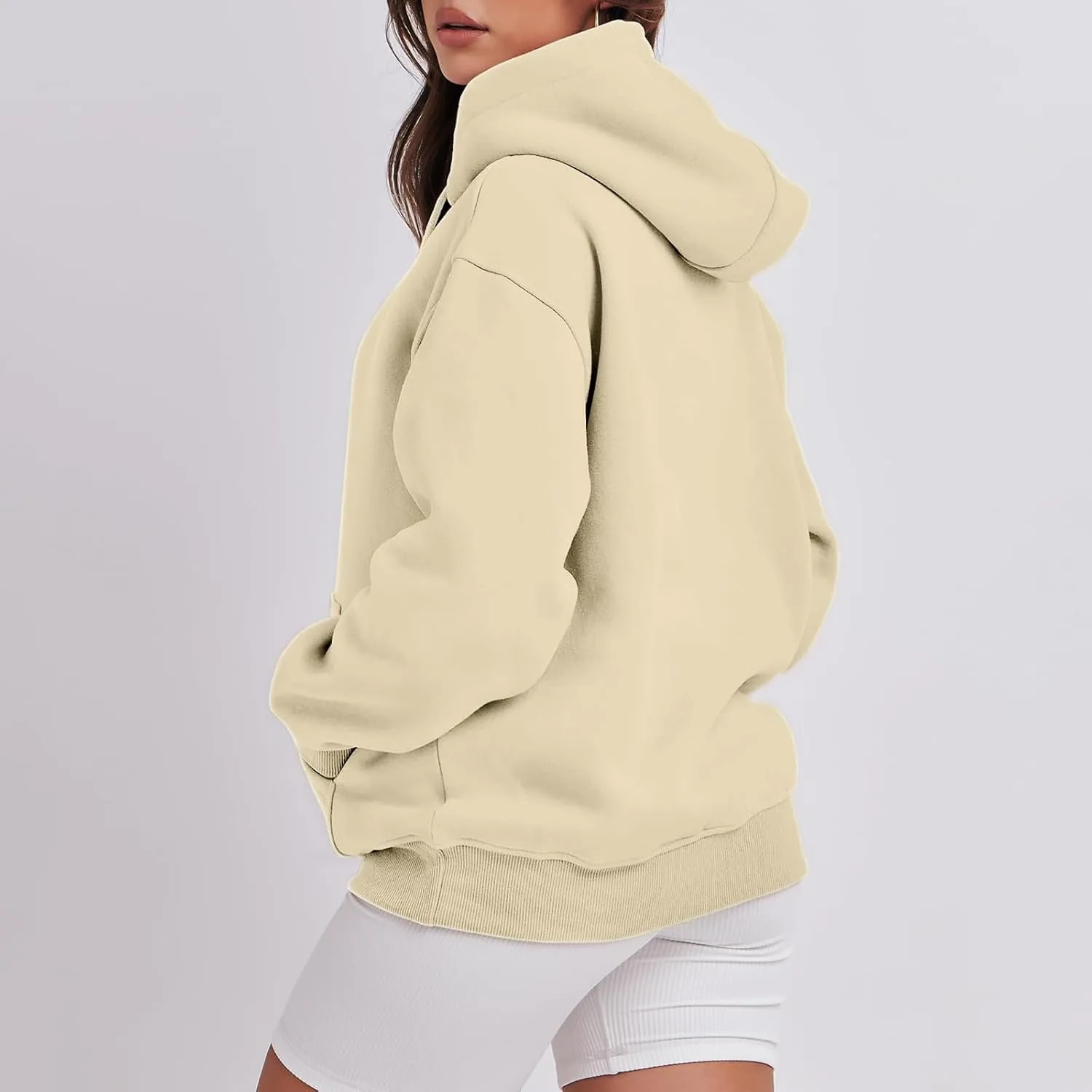 Womens Hoodies Casual Long Sleeve Drawstring Women's Casual Pocket Hoodie Long Sleeve Fashion Rope Pullover Hoodie